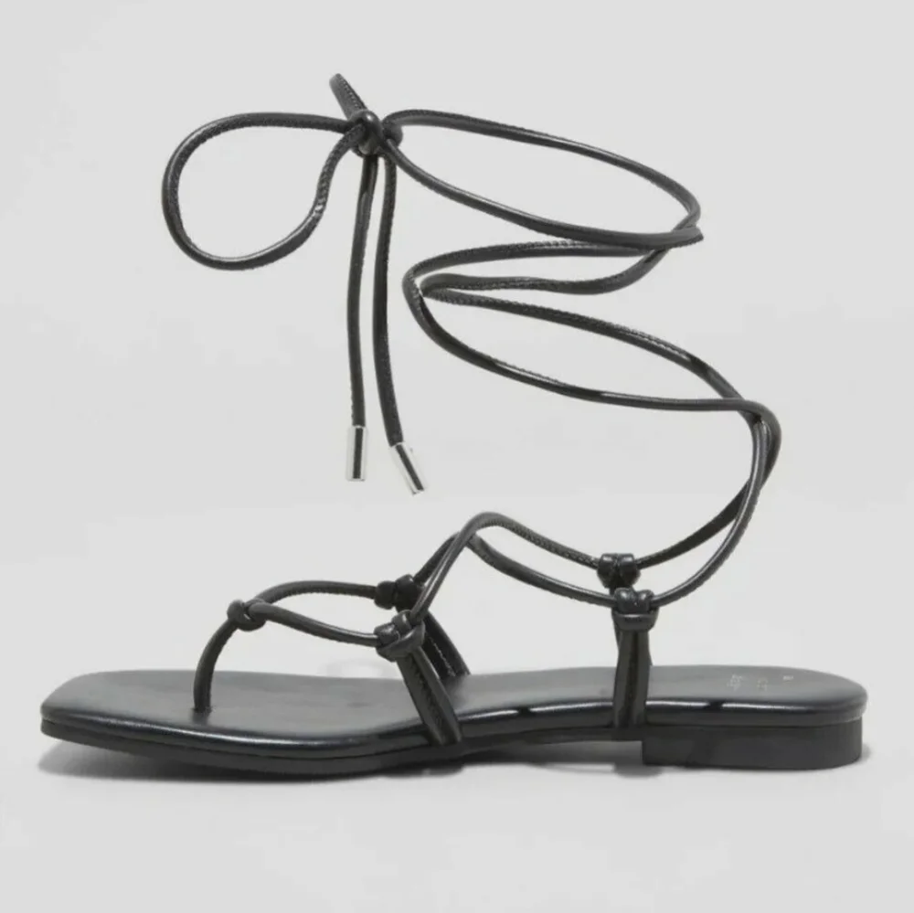A new day Melrose Black Lace Up Sandals - Picture 2 of 7